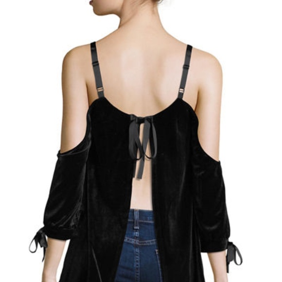 New Velvet & Ribbon Cold-Shoulder Blouse - Picture 2 of 3